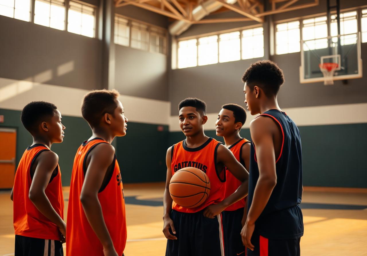 Coach mentoring young athletes